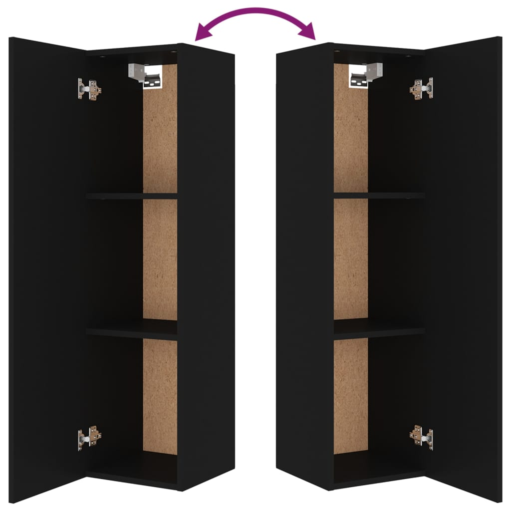 vidaXL 8 Piece TV Cabinet Set Black Engineered Wood - Ample Storage Space