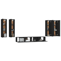 vidaXL 6 Piece TV Cabinet Set Black Engineered Wood - Stylish and Functional