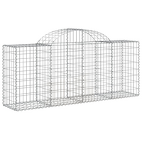 vidaXL Arched Gabion Baskets 40 pcs 200x50x80/100 cm Galvanised Iron - Decorative and Sound-Insulating Garden Barriers