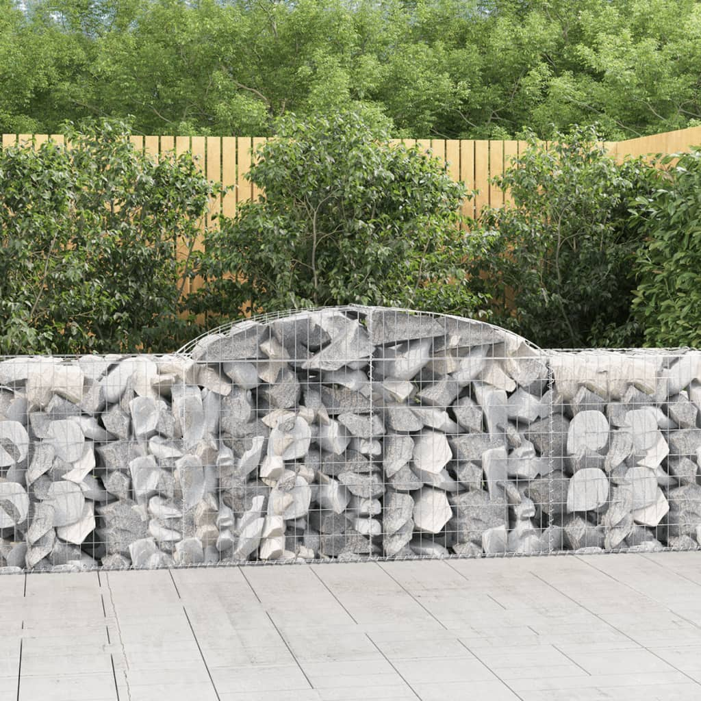 vidaXL Arched Gabion Baskets 25 pcs 300x50x80/100 cm Galvanised Iron - Sturdy and Decorative Garden Barriers