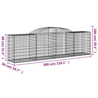 vidaXL Arched Gabion Baskets 25 pcs 300x50x80/100 cm Galvanised Iron - Sturdy and Decorative Garden Barriers