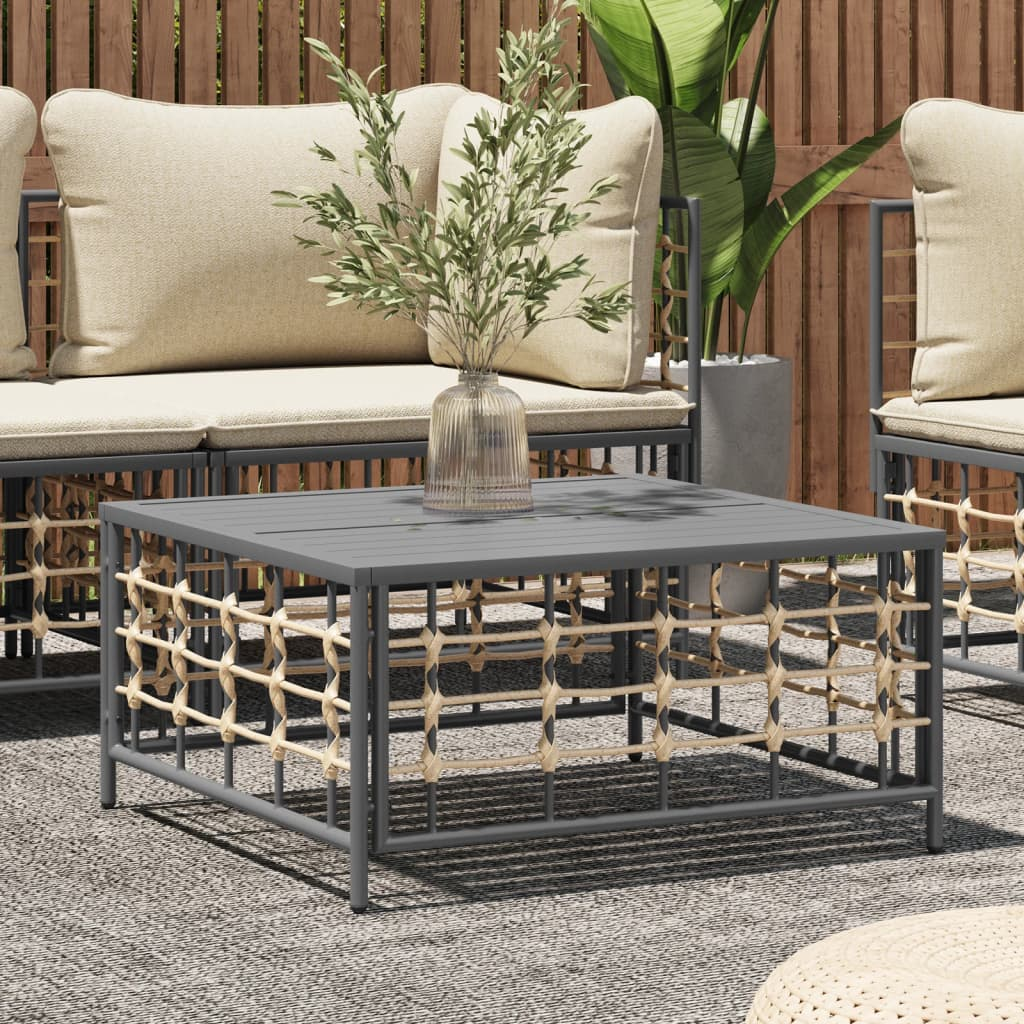 vidaXL Garden Table Anthracite 70x70x34 cm Poly Rattan - Weather-Resistant Outdoor Furniture