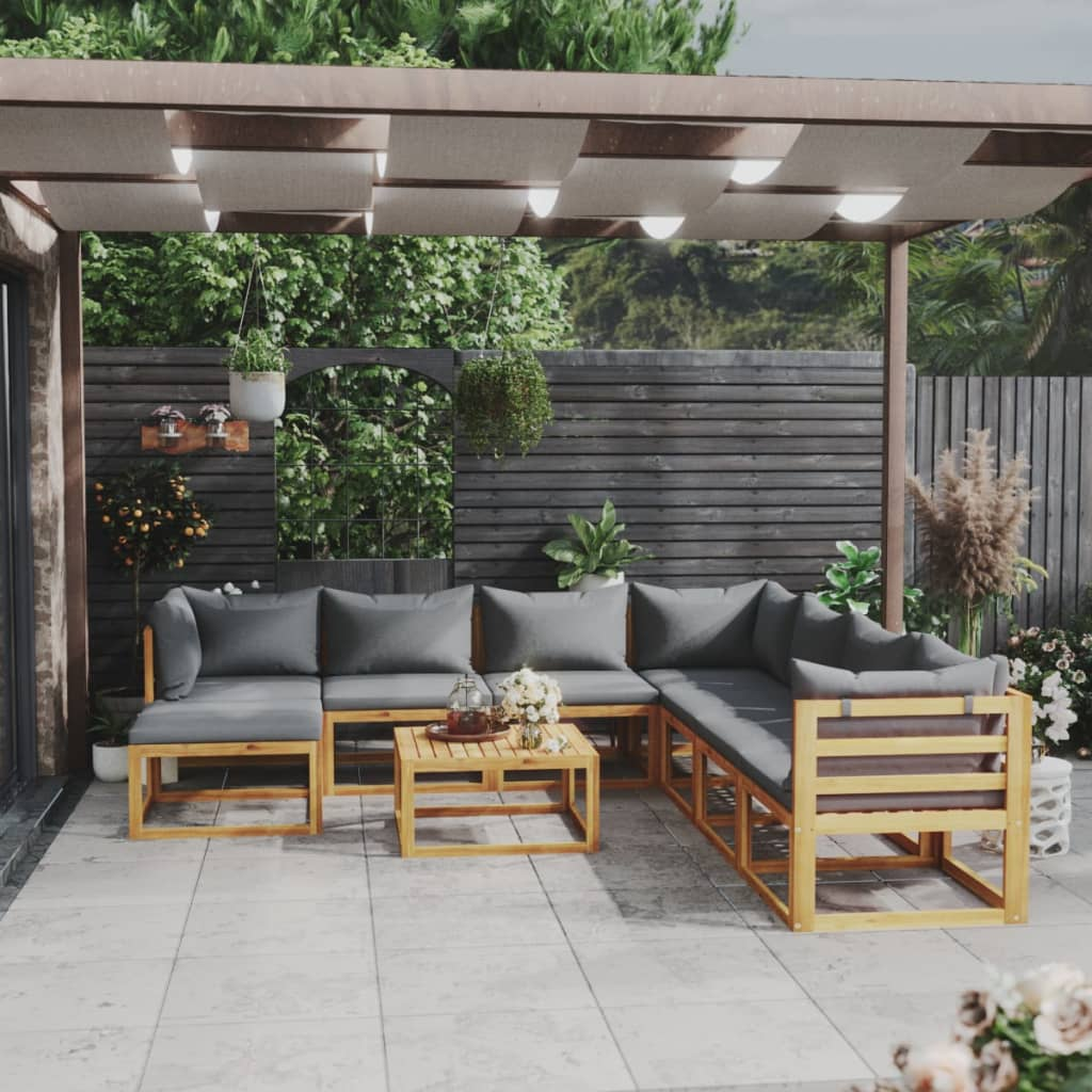 vidaXL 9 Piece Garden Lounge Set with Cushions Solid Wood Acacia - Create a Stylish Outdoor Retreat