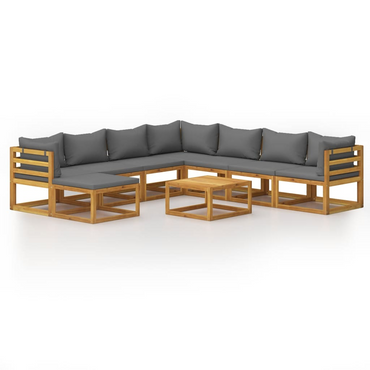 vidaXL 9 Piece Garden Lounge Set with Cushions Solid Wood Acacia - Create a Stylish Outdoor Retreat
