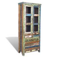 Reclaimed Wood Bookshelf Bookcase | 5 Drawers & 2 Doors | Antique-Style Furniture