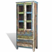 Reclaimed Wood Bookshelf Bookcase | 5 Drawers & 2 Doors | Antique-Style Furniture