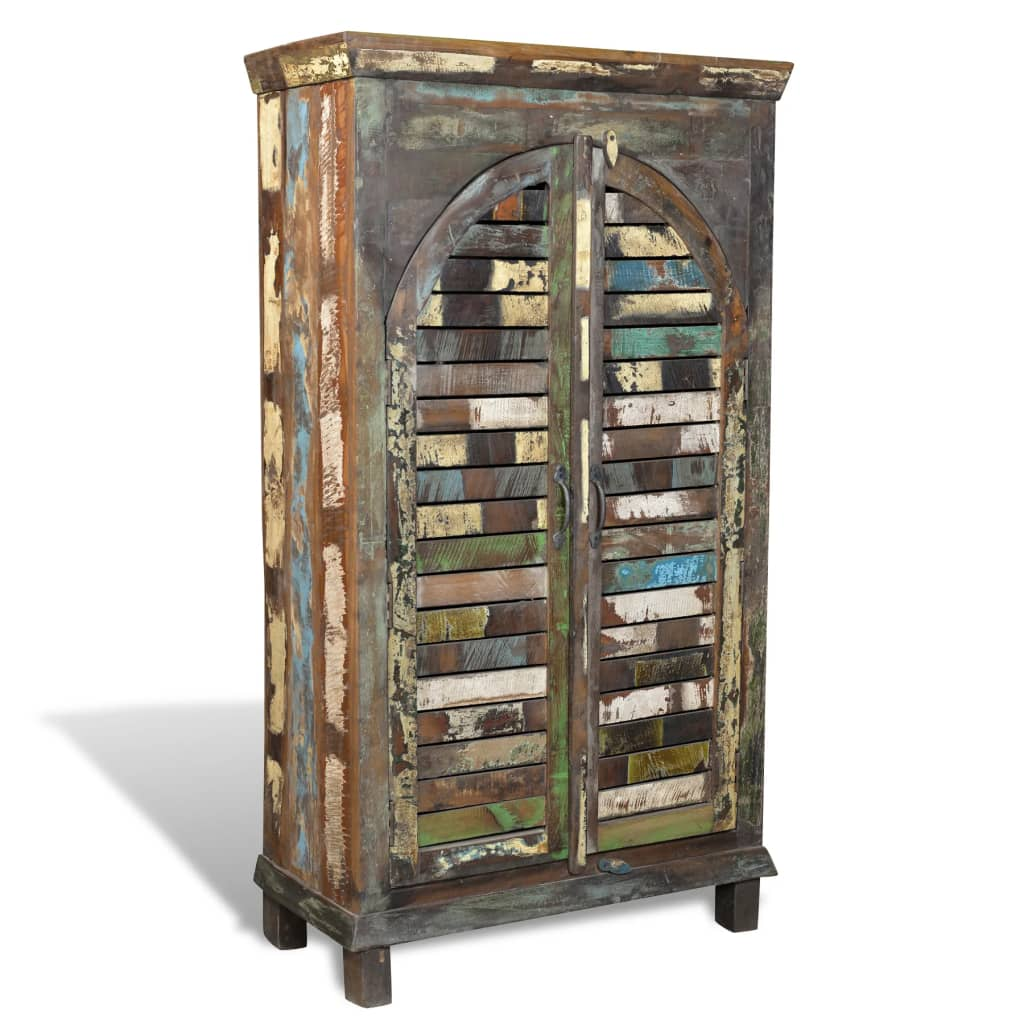 Reclaimed Wood Bookshelf Bookcase with 2 Doors & 3 Shelves - Large Storage Space, Vintage Style