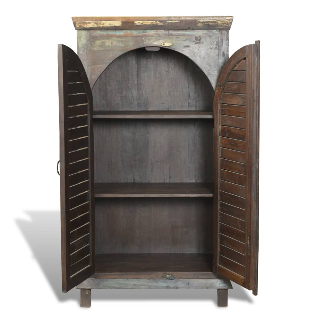 Reclaimed Wood Bookshelf Bookcase with 2 Doors & 3 Shelves - Large Storage Space, Vintage Style