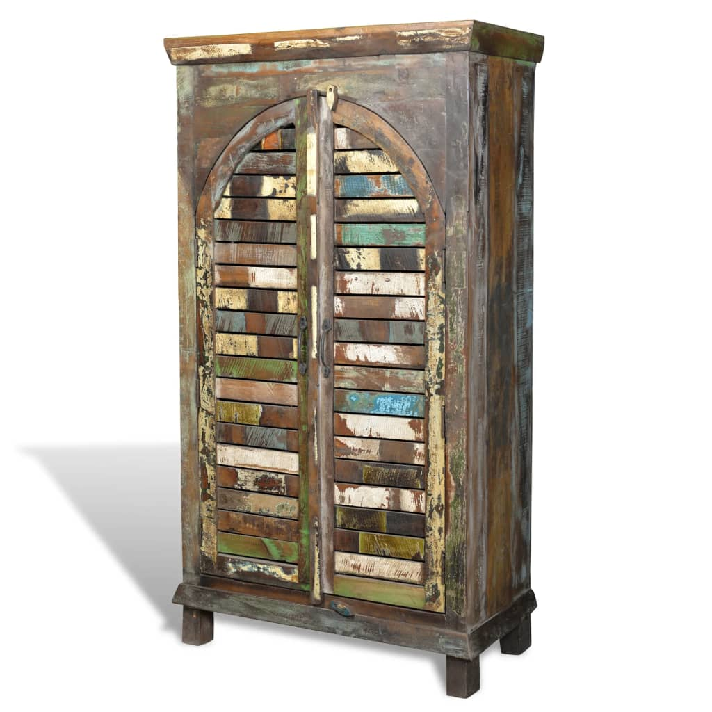 Reclaimed Wood Bookshelf Bookcase with 2 Doors & 3 Shelves - Large Storage Space, Vintage Style