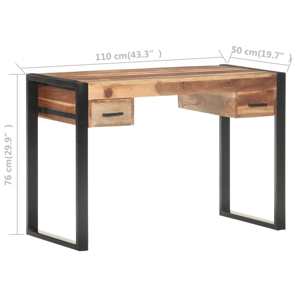 vidaXL Desk 110x50x76 cm Solid Wood with Sheesham Finish - Buy Online