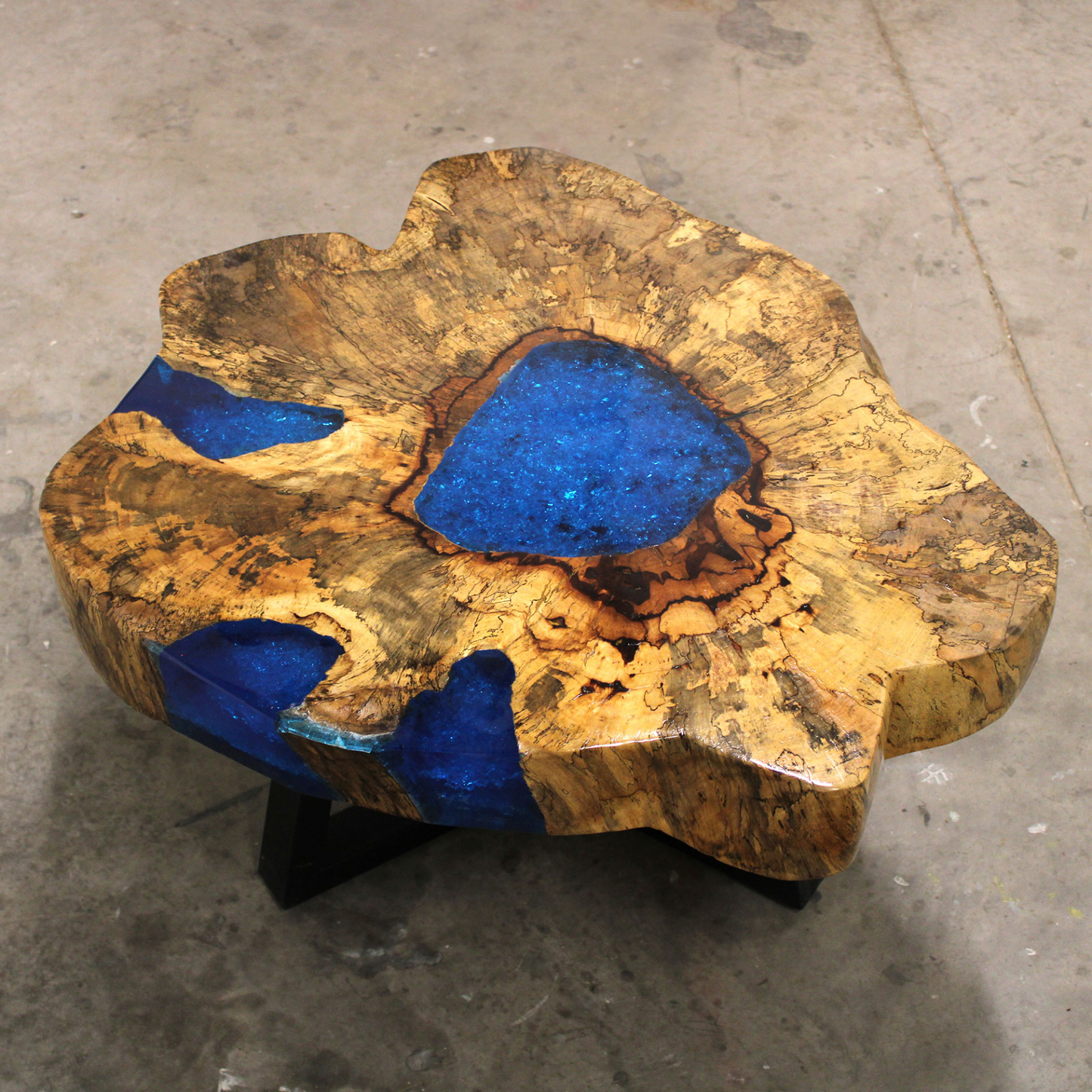 Tamarind and Resin Coffee Table - Sky Blue