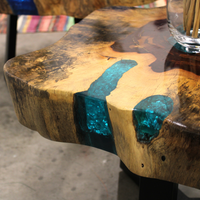 Tamarind and Resin Coffee Table - Aqua