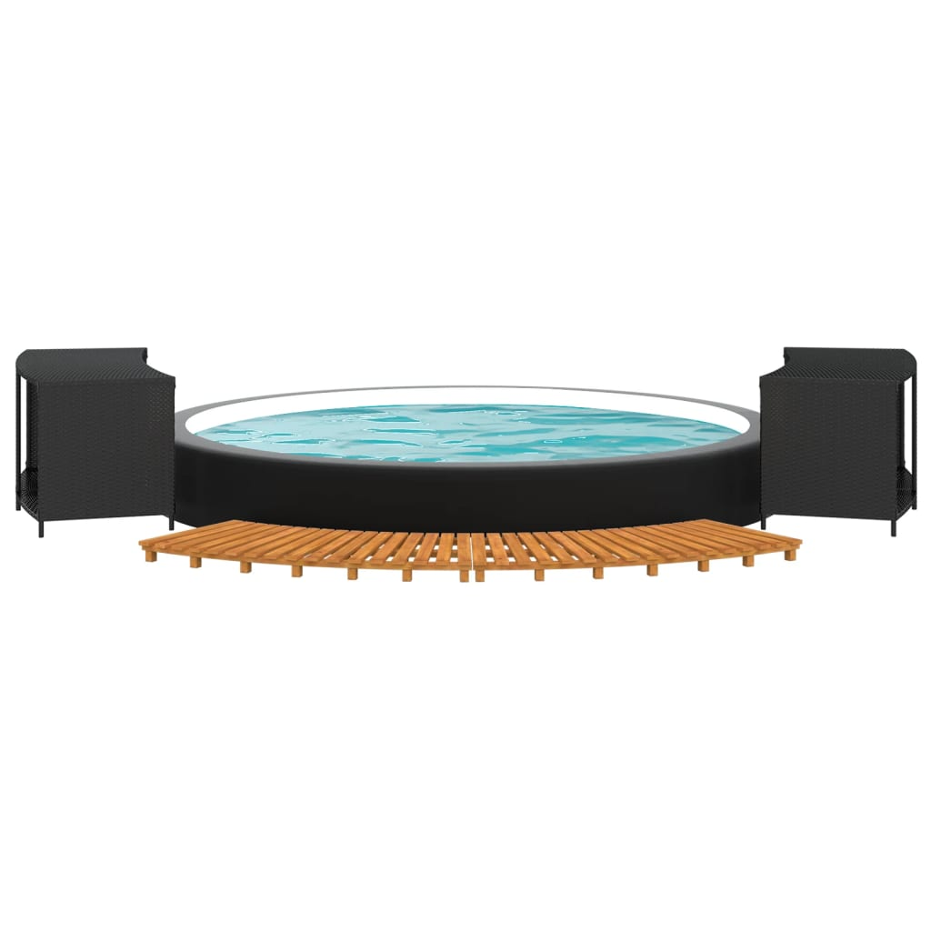 vidaXL Hot Tub Surround Black Poly Rattan and Solid Wood Acacia - Enhance Your Spa Experience