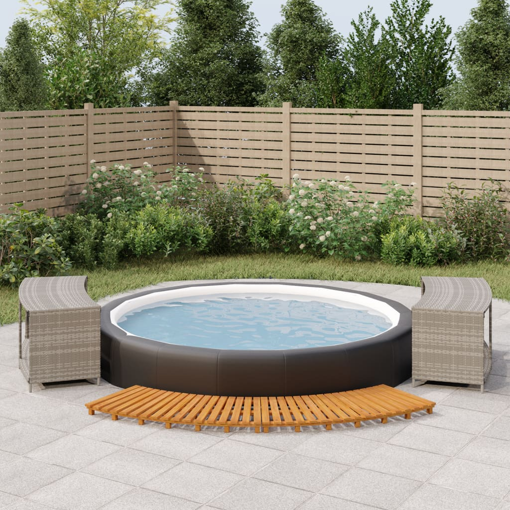 vidaXL Hot Tub Surround Grey Poly Rattan and Solid Wood Acacia - Affordable Luxury for Your Spa Experience