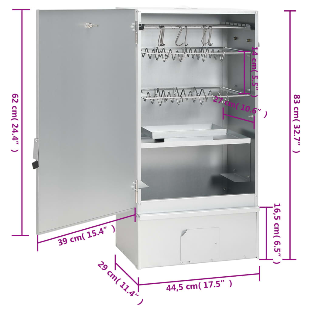 vidaXL BBQ Oven Smoker with Table Galvanised Steel