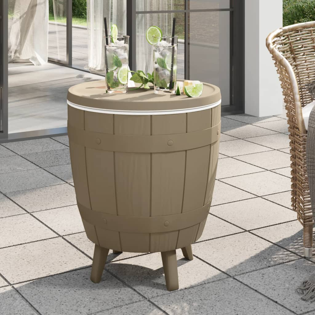 vidaXL 3-in-1 Ice Cooler Table - Light Brown Polypropylene | Outdoor Party Furniture