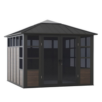 Sunjoy Outdoor Rust-resistant Aluminum Sunroom 11 x 11 ft. Black Hardtop Gazebo