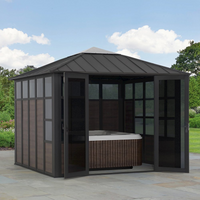 Sunjoy Outdoor Rust-resistant Aluminum Sunroom 11 x 11 ft. Black Hardtop Gazebo