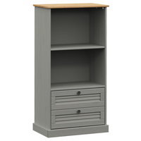 vidaXL Bookcase VIGO Grey 60x35x114.5 cm Solid Wood Pine - Rustic Charm and Ample Storage Space