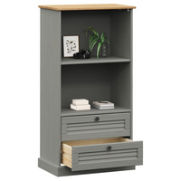 vidaXL Bookcase VIGO Grey 60x35x114.5 cm Solid Wood Pine - Rustic Charm and Ample Storage Space