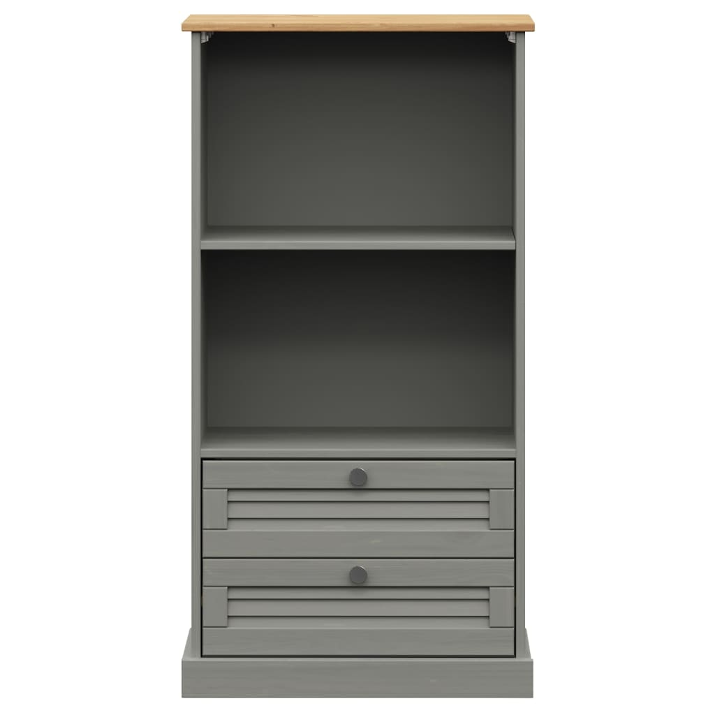 vidaXL Bookcase VIGO Grey 60x35x114.5 cm Solid Wood Pine - Rustic Charm and Ample Storage Space