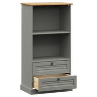 vidaXL Bookcase VIGO Grey 60x35x114.5 cm Solid Wood Pine - Rustic Charm and Ample Storage Space