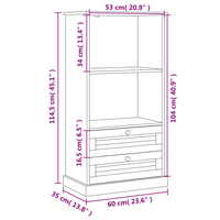 vidaXL Bookcase VIGO Grey 60x35x114.5 cm Solid Wood Pine - Rustic Charm and Ample Storage Space