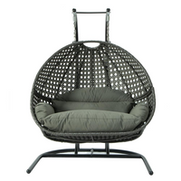 LeisureMod Wicker Hanging Double Egg Swing Chair  EKDCH-57DGR