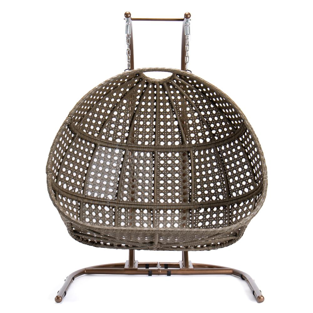 LeisureMod Wicker Hanging Double Egg Swing Chair  EKDBG-57DR