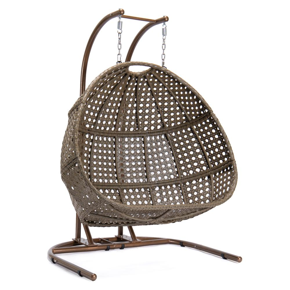 LeisureMod Wicker Hanging Double Egg Swing Chair  EKDBG-57DR