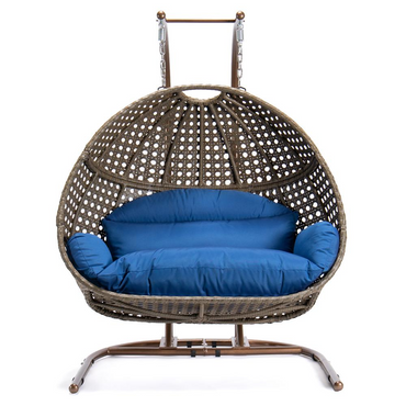 LeisureMod Wicker Hanging Double Egg Swing Chair  EKDBG-57BU