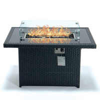 Mace Wicker Patio Modern Propane Fire Pit Table