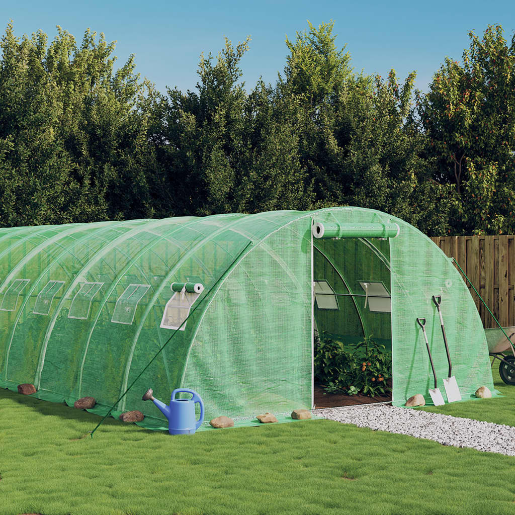 vidaXL Greenhouse with Steel Frame Green 96 m² 24x4x2 m