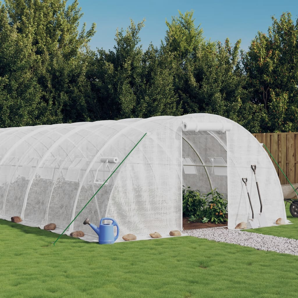 vidaXL Greenhouse with Steel Frame White 96 m² 24x4x2 m