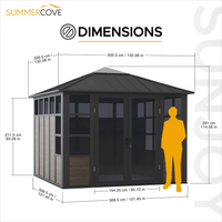 Sunjoy Outdoor Rust-resistant Aluminum Sunroom 11 x 11 ft. Black Hardtop Gazebo