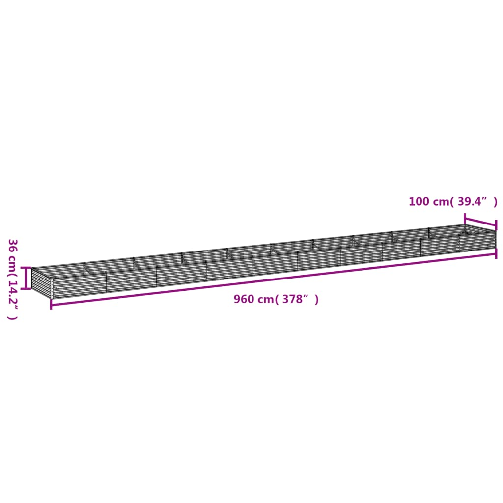 vidaXL Garden Raised Bed 960x100x36 cm Corten Steel