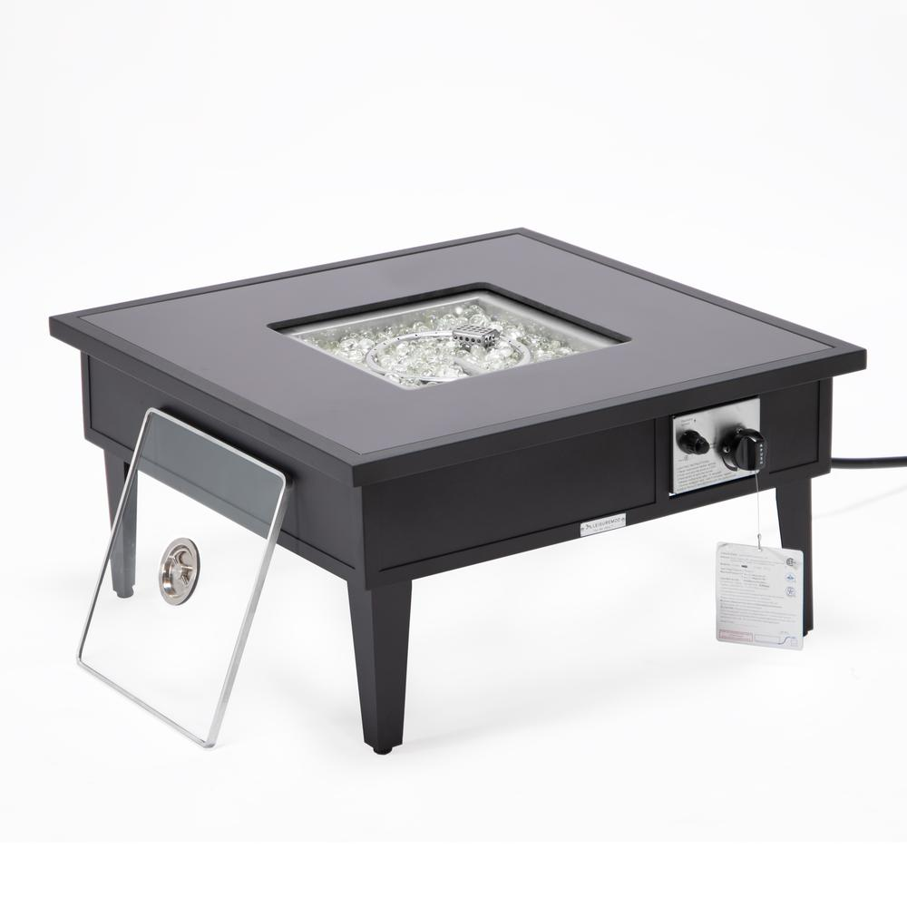 Walbrooke Outdoor Patio Aluminum Square Fire Pit Side Table with Lid