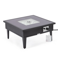 Walbrooke Outdoor Patio Aluminum Square Fire Pit Side Table with Lid