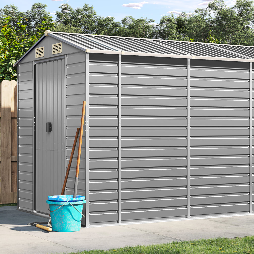 vidaXL Garden Shed Light Grey - Galvanised Steel | Outdoor Storage Solution
