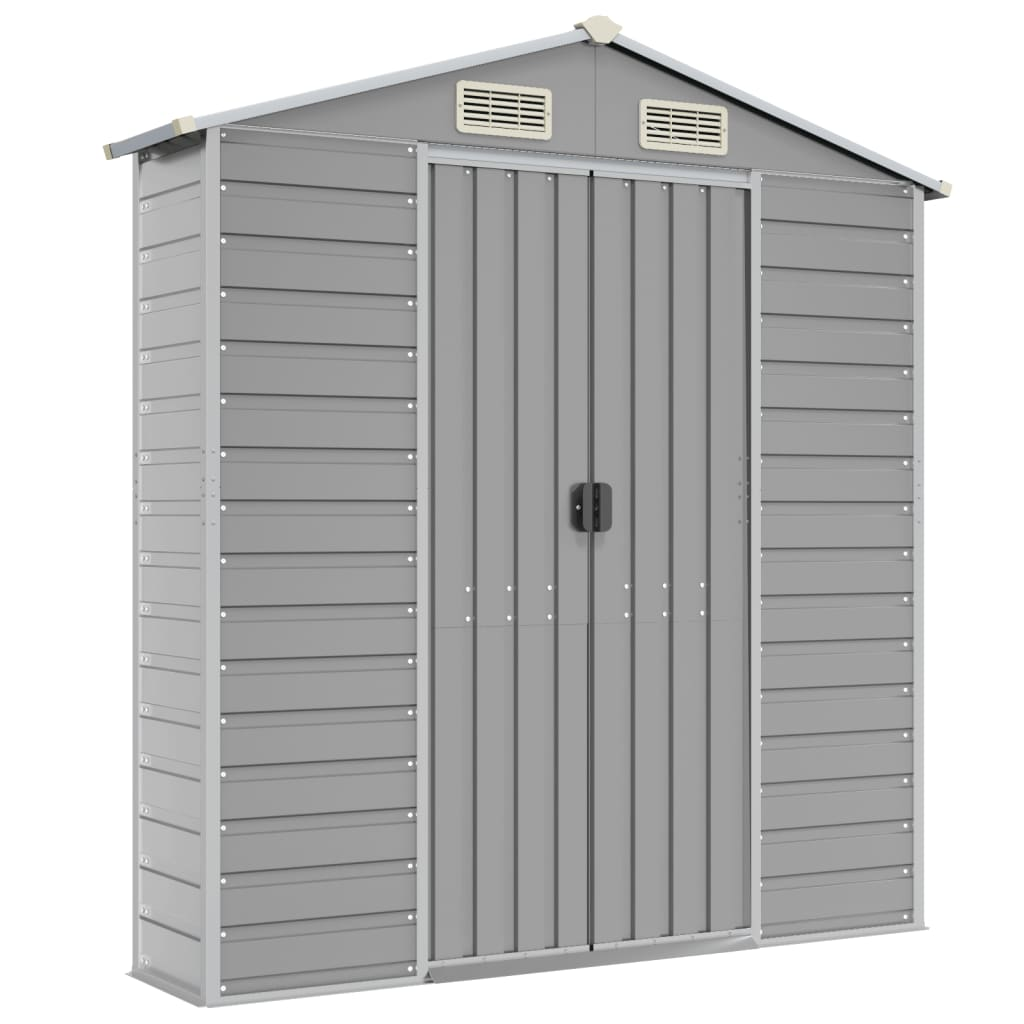 vidaXL Garden Shed Light Grey - Galvanised Steel | Outdoor Storage Solution