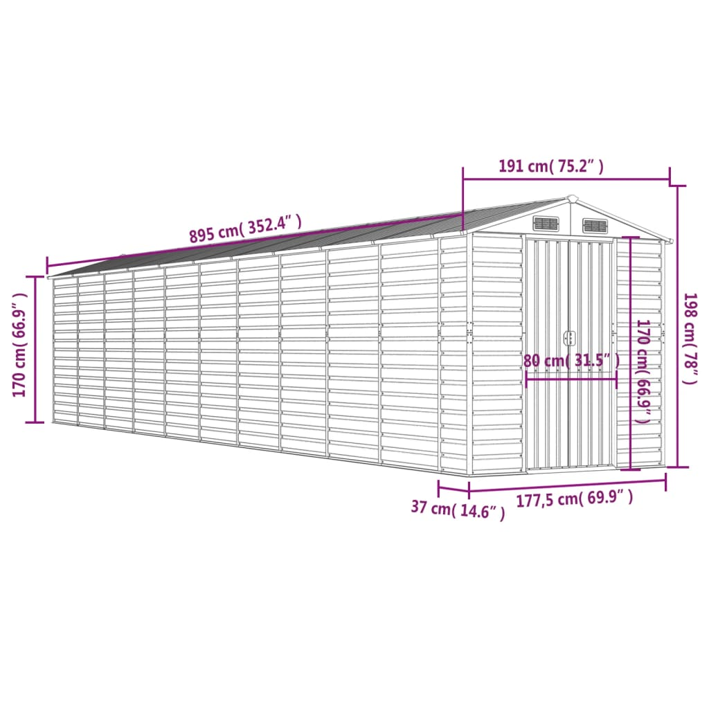 vidaXL Garden Shed Light Grey - Galvanised Steel | Outdoor Storage Solution