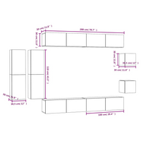 vidaXL 8 Piece TV Cabinet Set Concrete Grey Engineered Wood - Ample Storage Space, Wall-Mounted Design