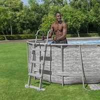 Bestway Power Steel Swimming Pool Set 488x305x107 cm - Premium Corrosion-Resistant Pool with Filter Pump, Safety Ladder, and ChemConnect Dispenser