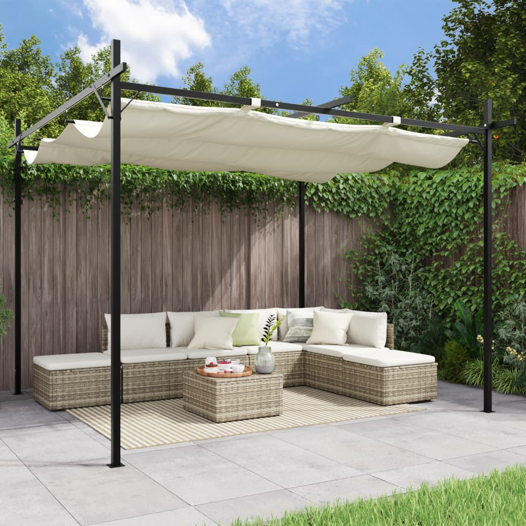 vidaXL Pergola with Retractable Roof Cream 295x292x230 cm