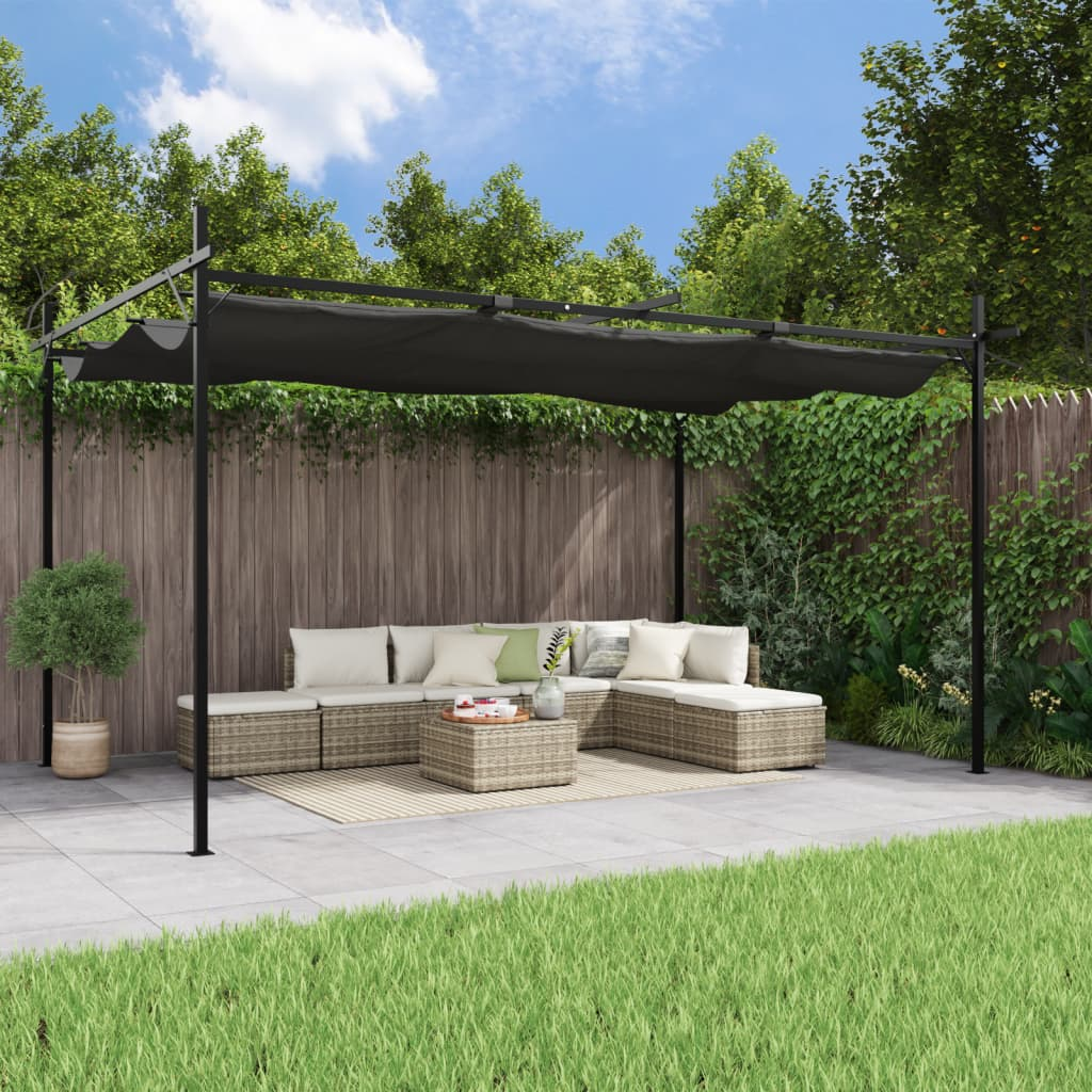 vidaXL Pergola with Retractable Roof Anthracite 395x292x230 cm