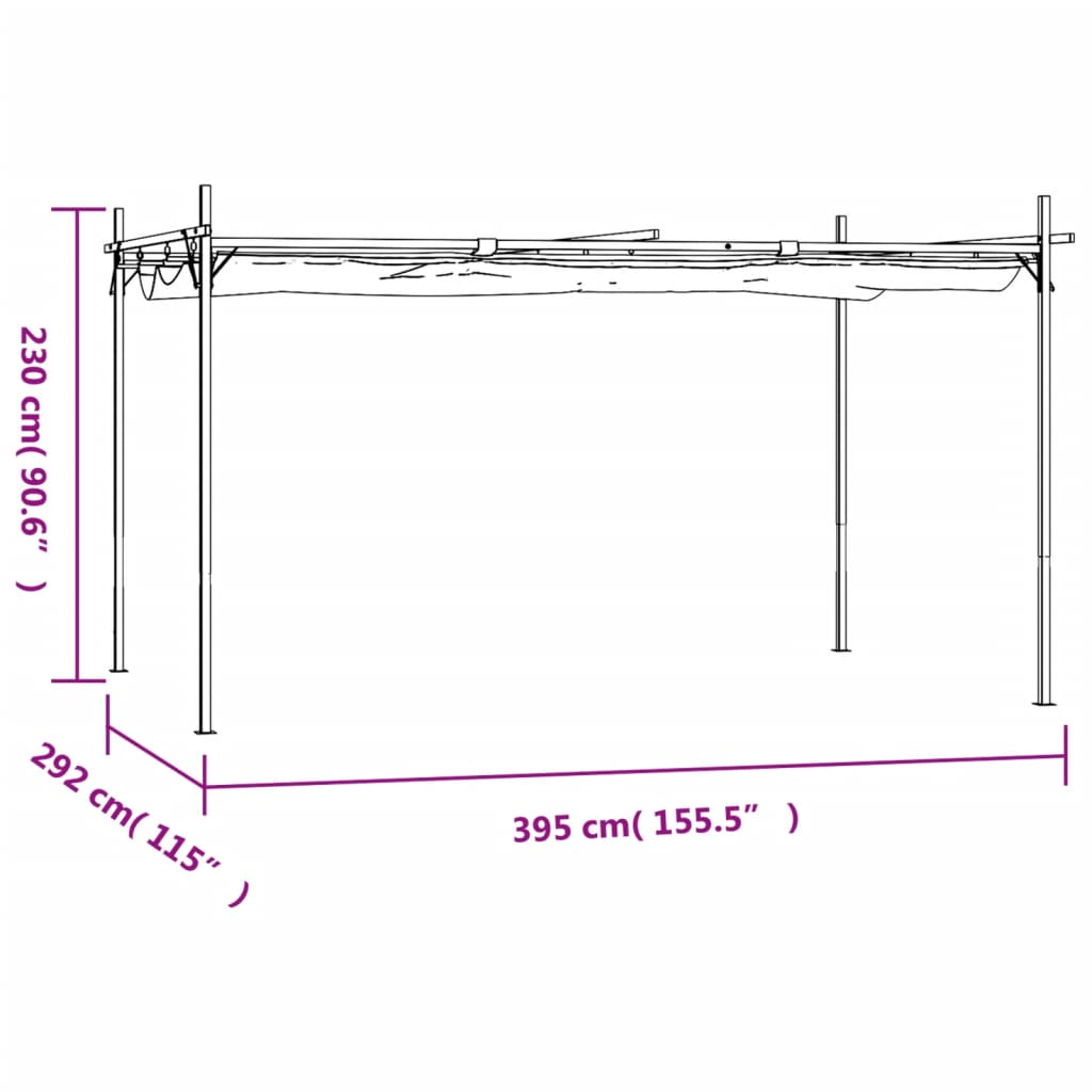 vidaXL Pergola with Retractable Roof Anthracite 395x292x230 cm