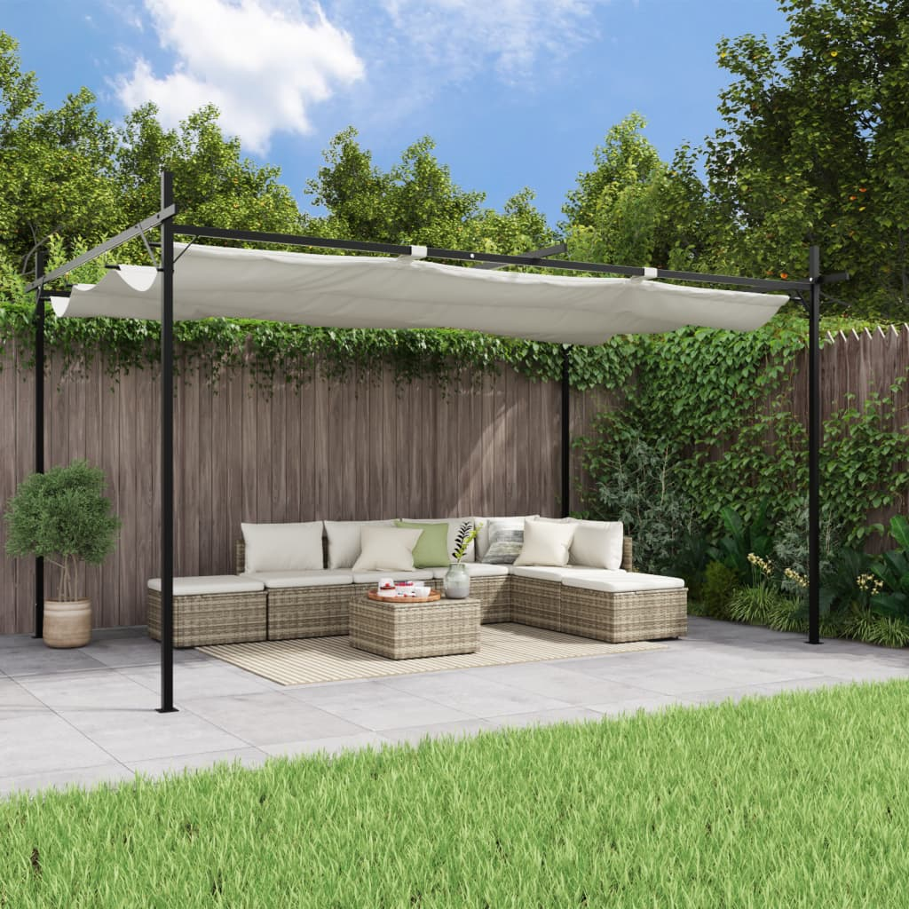 vidaXL Pergola with Retractable Roof Cream 395x292x230 cm