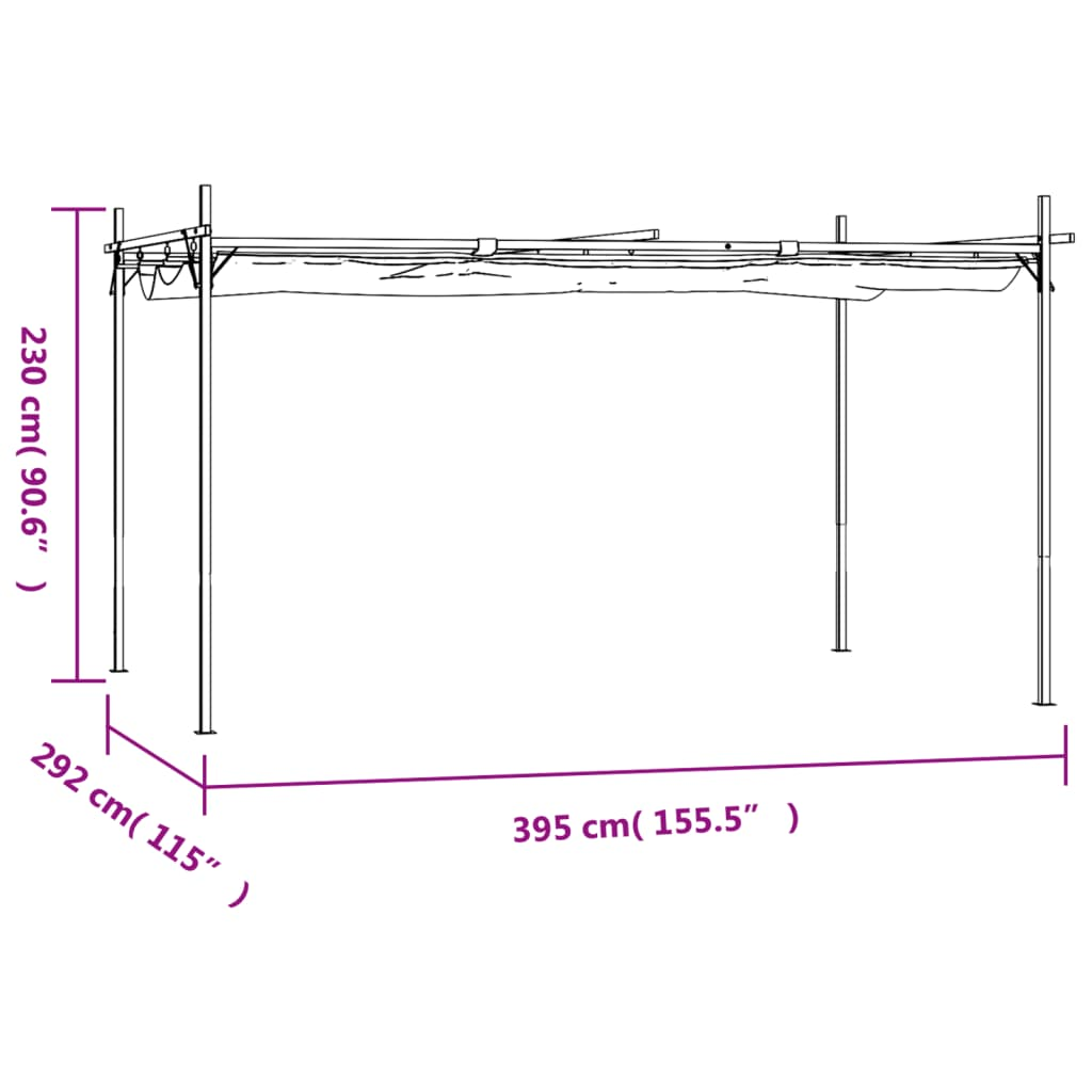 vidaXL Pergola with Retractable Roof Taupe 395x292x230 cm - Outdoor Shelter for Family Gatherings