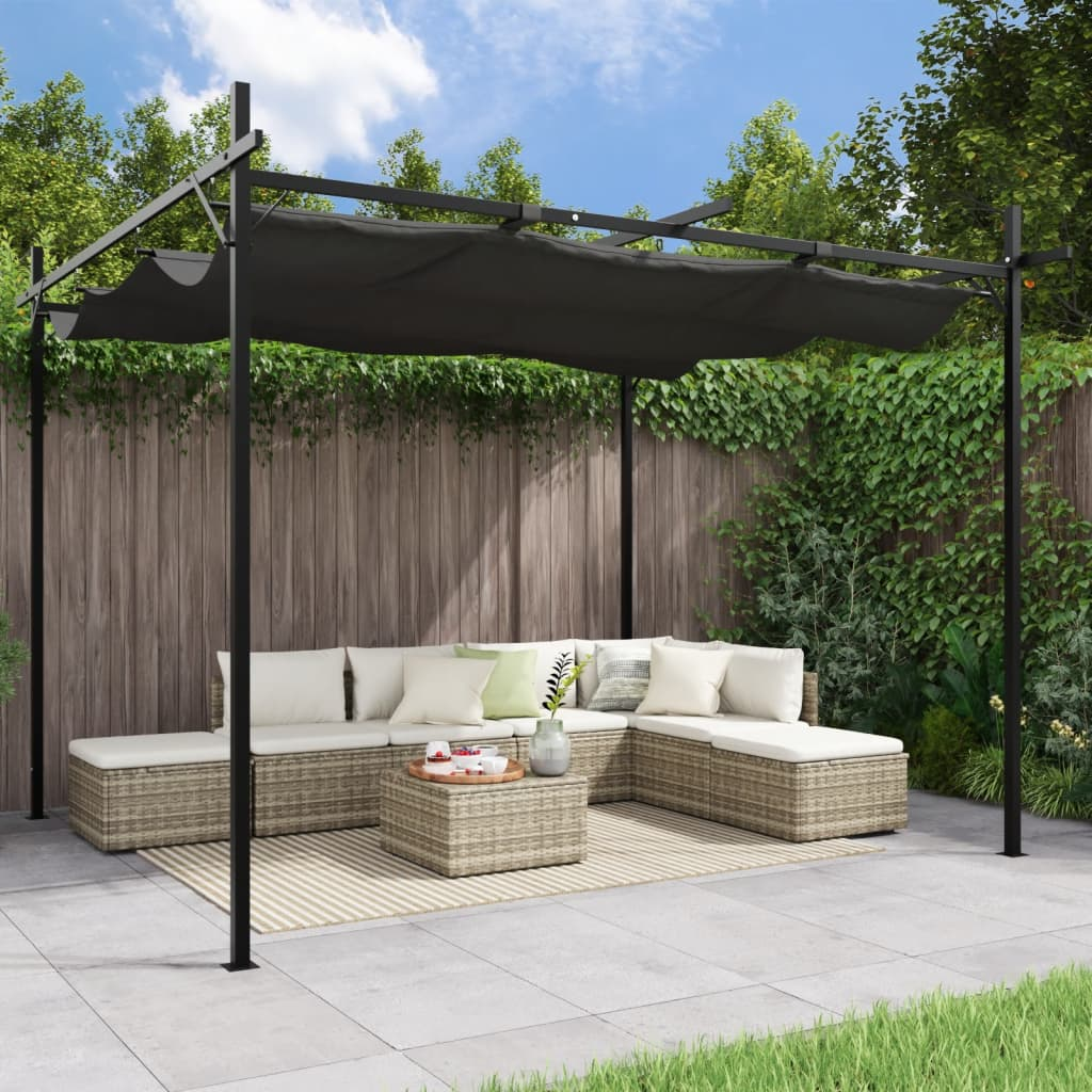 vidaXL Pergola with Retractable Roof Anthracite 295x292x230 cm