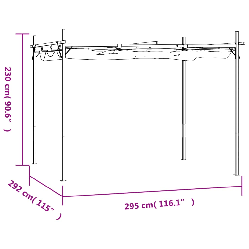 vidaXL Pergola with Retractable Roof Anthracite 295x292x230 cm